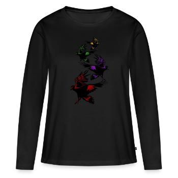Corbeaux Corbeau Arbre Corbeaux Corbeaux volants - T-shirt manches longues Premium bio Femme - noir - Devant - Julia (174cm)