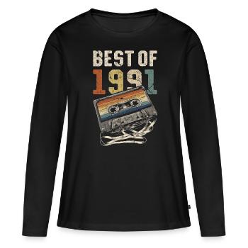 Le meilleur de la cassette d’anniversaire de 1991 - T-shirt manches longues Premium bio Femme - noir - Devant - Julia (174cm)
