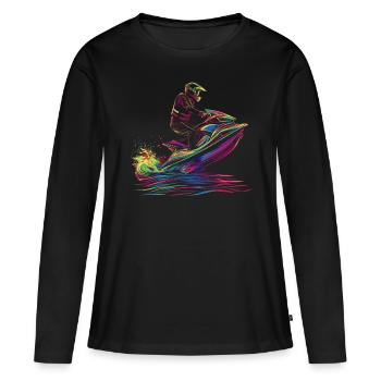Jet Ski Jet Skiing Jet Skier Popart - T-shirt manches longues Premium bio Femme - noir - Devant - Julia (174cm)