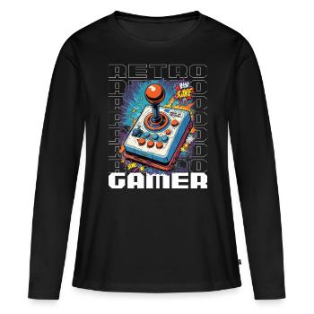 Retro Gamer Adventure Joystick - T-shirt manches longues Premium bio Femme - noir - Devant - Julia (174cm)