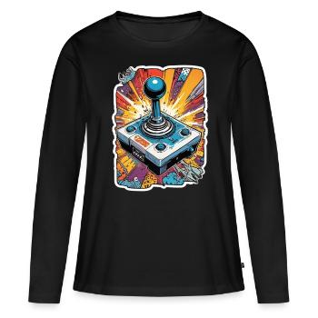 Retro Gamer Adventure Joystick - T-shirt manches longues Premium bio Femme - noir - Devant - Julia (174cm)