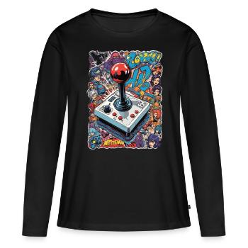 Retro Gamer Adventure Joystick - T-shirt manches longues Premium bio Femme - noir - Devant - Julia (174cm)