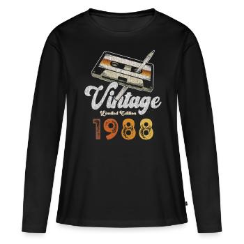 Vintage 1988 Geburtstag Kassette Bleistift - Frauen Premium Bio Langarmshirt - Schwarz - Vorne - Julia (174cm)