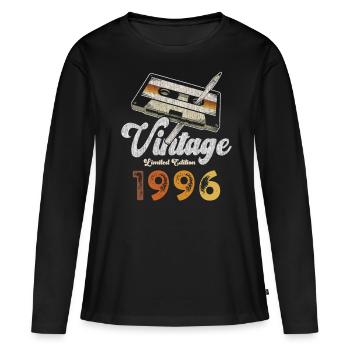 Vintage 1996 Geburtstag Kassette Bleistift - Frauen Premium Bio Langarmshirt - Schwarz - Vorne - Julia (174cm)