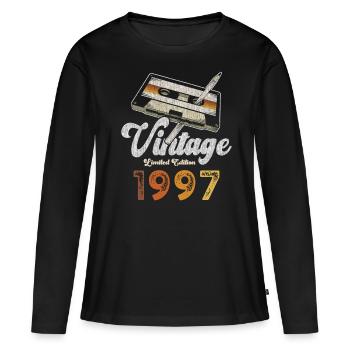 Vintage 1997 Geburtstag Kassette Bleistift - Frauen Premium Bio Langarmshirt - Schwarz - Vorne - Julia (174cm)