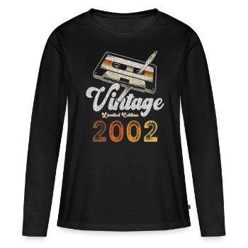 Vintage 2002 Geburtstag Kassette Bleistift - Frauen Premium Bio Langarmshirt - Schwarz - Vorne - Julia (174cm)