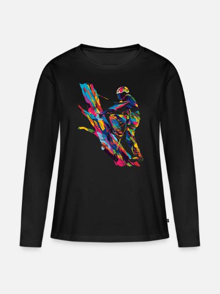 Baumklettern Baumkletterer Arborist Popart - Premium økologisk langærmet T-shirt til kvinder - sort
