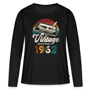 Vintage 1962 Birthday Cassette Pencil - Women's Premium Organic Long Sleeve Shirt - black - Front - Julia (174cm)