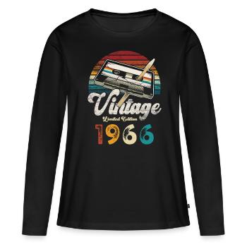 Vintage 1966 Geburtstag Kassette Bleistift - Frauen Premium Bio Langarmshirt - Schwarz - Vorne - Julia (174cm)