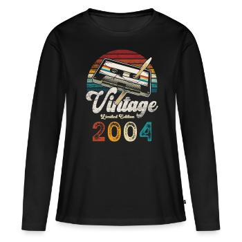 Vintage 2004 Geburtstag Kassette Bleistift - Frauen Premium Bio Langarmshirt - Schwarz - Vorne - Julia (174cm)
