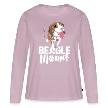 Beagle Maman Chien Beagle Lover - T-shirt manches longues Premium bio Femme - rose poudré - Devant - Julia (174cm)