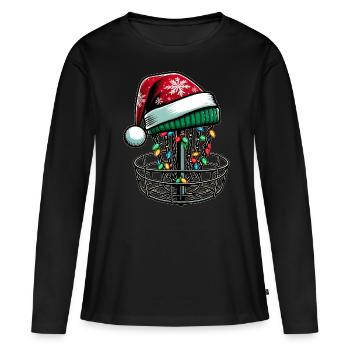 Disc Golf Disc Golfing Disc Golfer Weihnachtsmütze - Frauen Premium Bio Langarmshirt - Schwarz - Vorne - Julia (174cm)