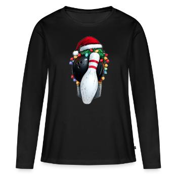 Bowling melon chapeau de Noël Noël - T-shirt manches longues Premium bio Femme - noir - Devant - Julia (174cm)