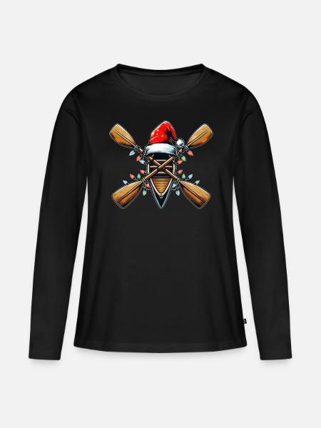 Kanusport Kanu Kajak Weihnachtsmütze Xmas - Frauen Premium Bio Langarmshirt - Schwarz