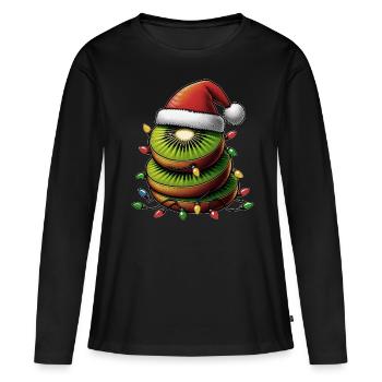 Kiwi Fruit Weihnachtsmütze Xmas - Frauen Premium Bio Langarmshirt - Schwarz - Vorne - Julia (174cm)