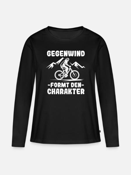 Fahrrad Spruch Mountainbike Rennrad E-Bike - Frauen Premium Bio Langarmshirt - Schwarz