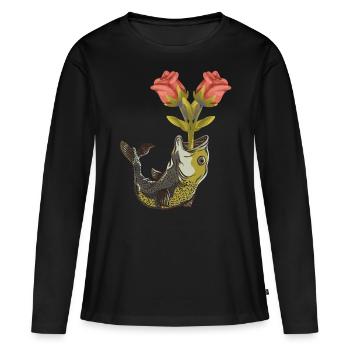 Pisces Birthday Valentine Romance - Women's Premium Organic Long Sleeve Shirt - black - Front - Julia (174cm)