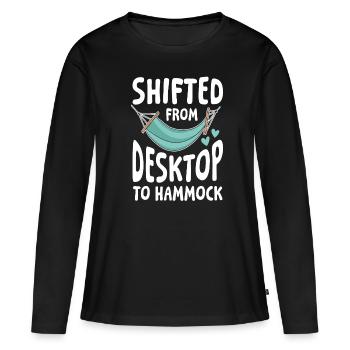Rente Ruhestand Shifted From Desktop To Hammock - Frauen Premium Bio Langarmshirt - Schwarz - Vorne - Julia (174cm)