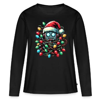Roboter Robotertechnik Weihnachtsmütze Xmas - Frauen Premium Bio Langarmshirt - Schwarz - Vorne - Julia (174cm)