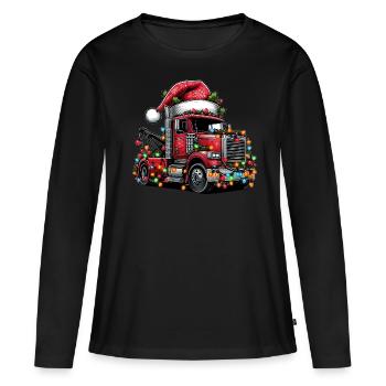 Dépanneuse Dépanneuse Noël - T-shirt manches longues Premium bio Femme - noir - Devant - Julia (174cm)