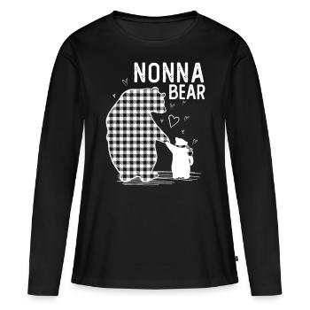 Ours Nonna - T-shirt manches longues Premium bio Femme - noir - Devant - Julia (174cm)