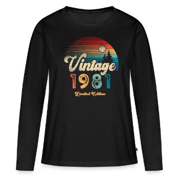 Millésime 1981 Anniversaire Rétro - T-shirt manches longues Premium bio Femme - noir - Devant - Julia (174cm)
