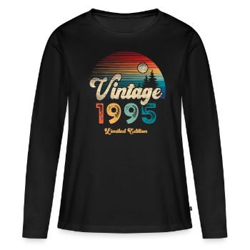 Vintage 1995 Birthday Retro - Women's Premium Organic Long Sleeve Shirt - black - Front - Julia (174cm)