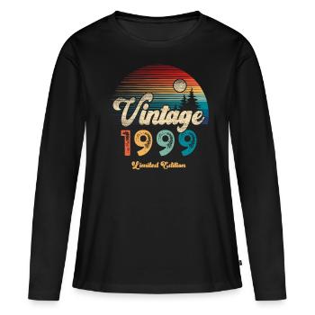 Millésime 1999 Anniversaire Rétro - T-shirt manches longues Premium bio Femme - noir - Devant - Julia (174cm)