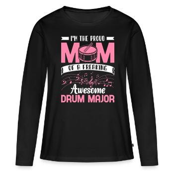 Fière mère d’un tambour-major tambour tambour - T-shirt manches longues Premium bio Femme - noir - Devant - Julia (174cm)