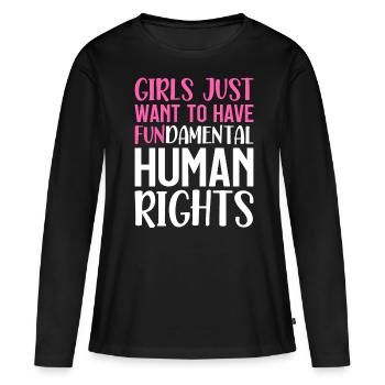 Féministes libérales Filles Humain fondamental - T-shirt manches longues Premium bio Femme - noir - Devant - Julia (174cm)