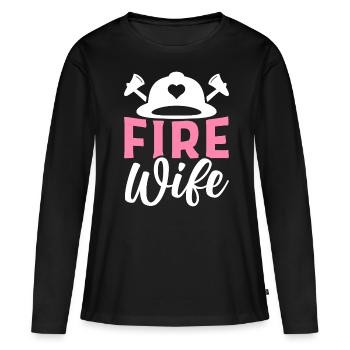 Pompier Pompier Pompier - T-shirt manches longues Premium bio Femme - noir - Devant - Julia (174cm)