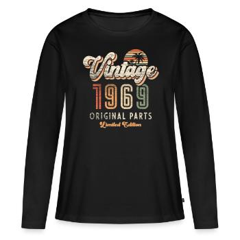 Millésime 1969 Anniversaire Rétro - T-shirt manches longues Premium bio Femme - noir - Devant - Julia (174cm)