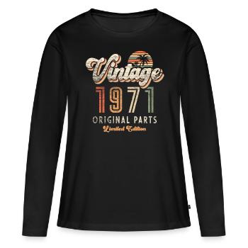Millésime 1971 Anniversaire Rétro - T-shirt manches longues Premium bio Femme - noir - Devant - Julia (174cm)