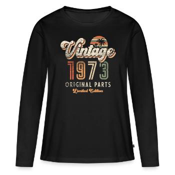 Millésime 1973 Anniversaire Rétro - T-shirt manches longues Premium bio Femme - noir - Devant - Julia (174cm)