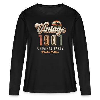 Millésime 1981 Anniversaire Rétro - T-shirt manches longues Premium bio Femme - noir - Devant - Julia (174cm)