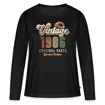 Millésime 1986 Anniversaire Rétro - T-shirt manches longues Premium bio Femme - noir - Devant - Julia (174cm)