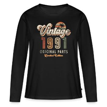 Millésime 1991 Anniversaire Rétro - T-shirt manches longues Premium bio Femme - noir - Devant - Julia (174cm)