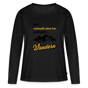 Je jette tout et je pars en randonnée - T-shirt manches longues Premium bio Femme - noir - Devant - Julia (174cm)