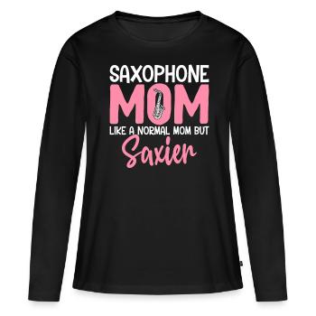 Saxophone Maman Mais Saxophoniste Saxophoniste Saxophoniste - T-shirt manches longues Premium bio Femme - noir - Devant - Julia (174cm)
