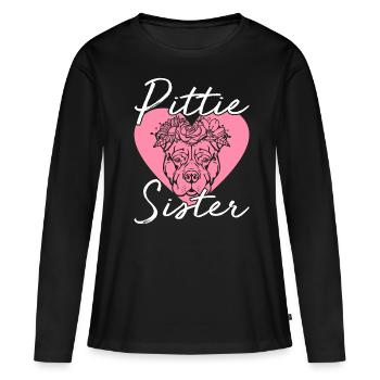 Pittie Sister Pitbull Amoureux des chiens Pittie Sister - T-shirt manches longues Premium bio Femme - noir - Devant - Julia (174cm)