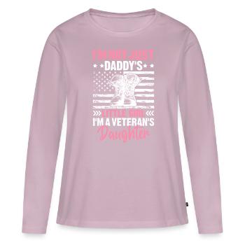 Fille à papa Fille d’ancien combattant Fière militaire - T-shirt manches longues Premium bio Femme - rose poudré - Devant - Julia (174cm)