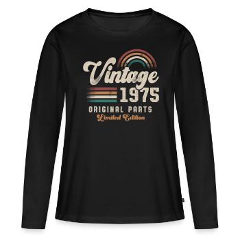 Vintage 1975 Birthday Retro - Women's Premium Organic Long Sleeve Shirt - black - Front - Julia (174cm)