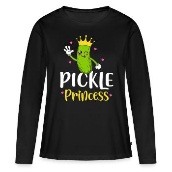 Concombre Princesse Drôle Concombre Fille Concombre - T-shirt manches longues Premium bio Femme - noir - Devant - Julia (174cm)