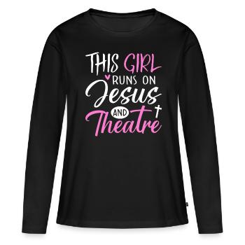 Fille Jésus Artiste de théâtre Théâtre Jeu de théâtre - T-shirt manches longues Premium bio Femme - noir - Devant - Julia (174cm)