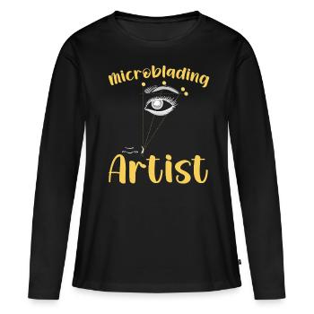 Artiste des cils Amant des cils - T-shirt manches longues Premium bio Femme - noir - Devant - Julia (174cm)