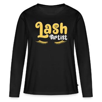 Artiste des cils Amant des cils - T-shirt manches longues Premium bio Femme - noir - Devant - Julia (174cm)