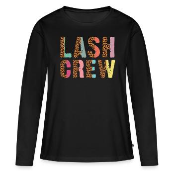 Lash Crew Artiste de cils Amant des cils - T-shirt manches longues Premium bio Femme - noir - Devant - Julia (174cm)