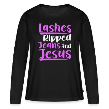 Wimpernkünstlerin Wimpernliebhaberin Wimpern - Frauen Premium Bio Langarmshirt - Schwarz - Vorne - Julia (174cm)