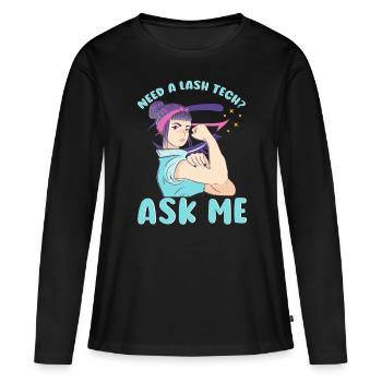 Artiste de cils Amateur de cils a besoin de vous - T-shirt manches longues Premium bio Femme - noir - Devant - Julia (174cm)