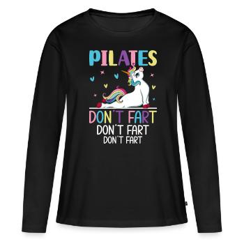 Pilates Don’t Fet Drôle Instructeur de Pilates Yoga - T-shirt manches longues Premium bio Femme - noir - Devant - Julia (174cm)